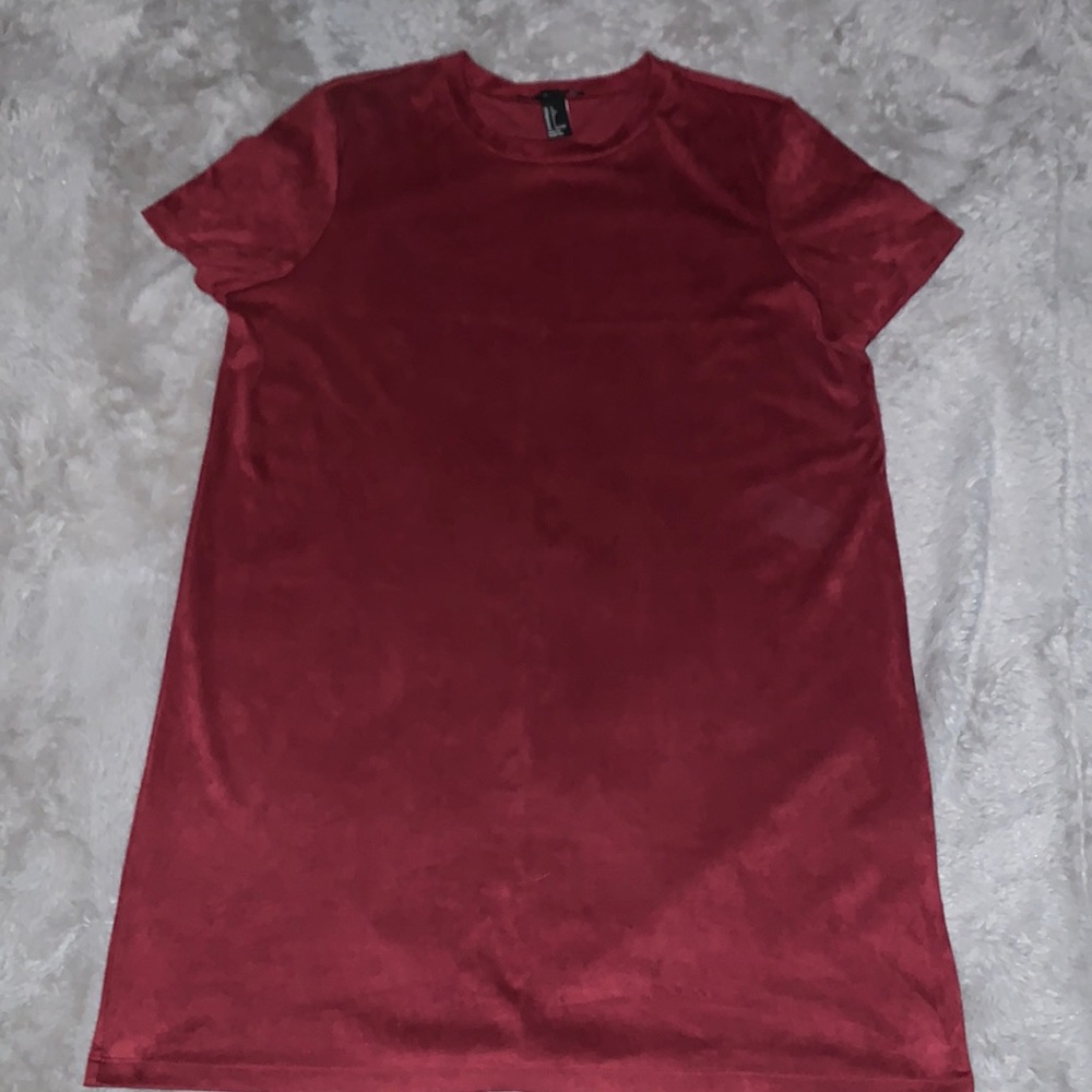 Burgundy, Velvet feel short dress